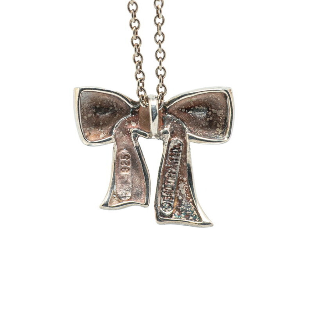 Tiffany Co ribbon motif pendant necklace sterling silver